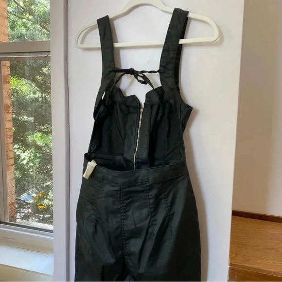 NWT Free People CRVY 2nd Ave One Piece Denim Jumpsuit in Black Vegan Leather - Picture 16 of 17
